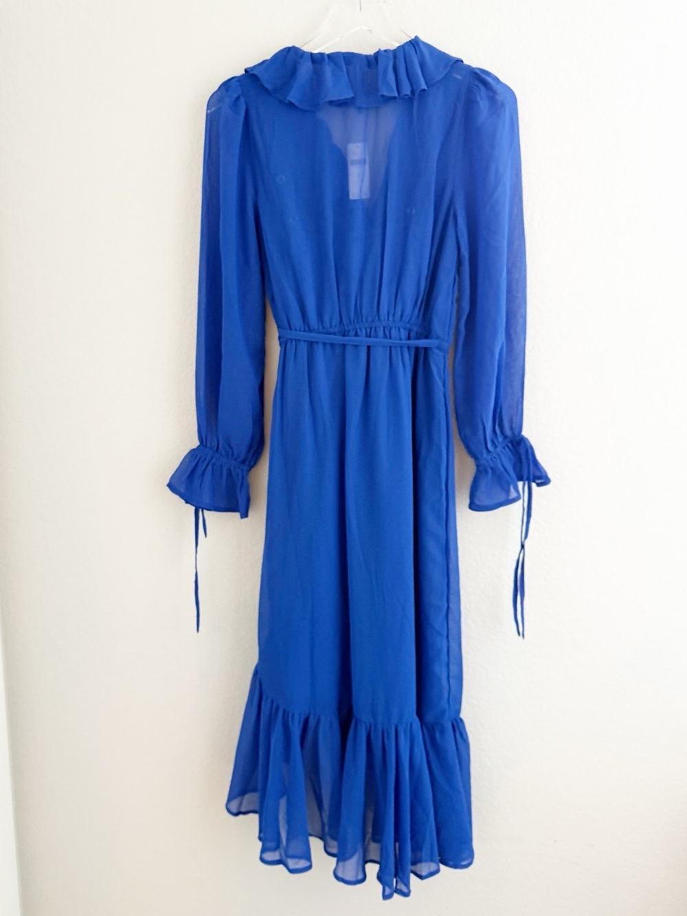 Anthropologie Blue Ruffle Asymmetrical Dress - Picture 3 of 7